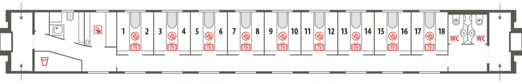 Схема вагона СВ в фирменном поезде РЖД
