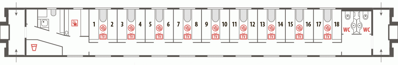 Схема вагона СВ поезда "Шексна"