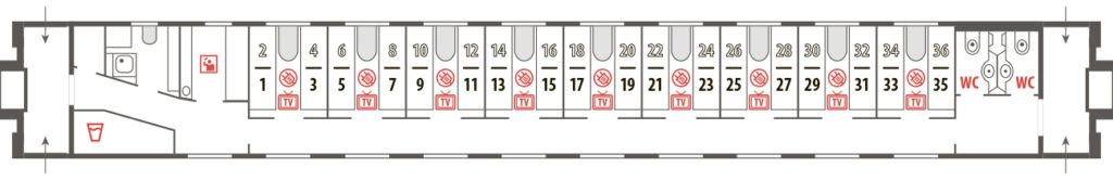 Схема вагона купе поезда «Волгоград»