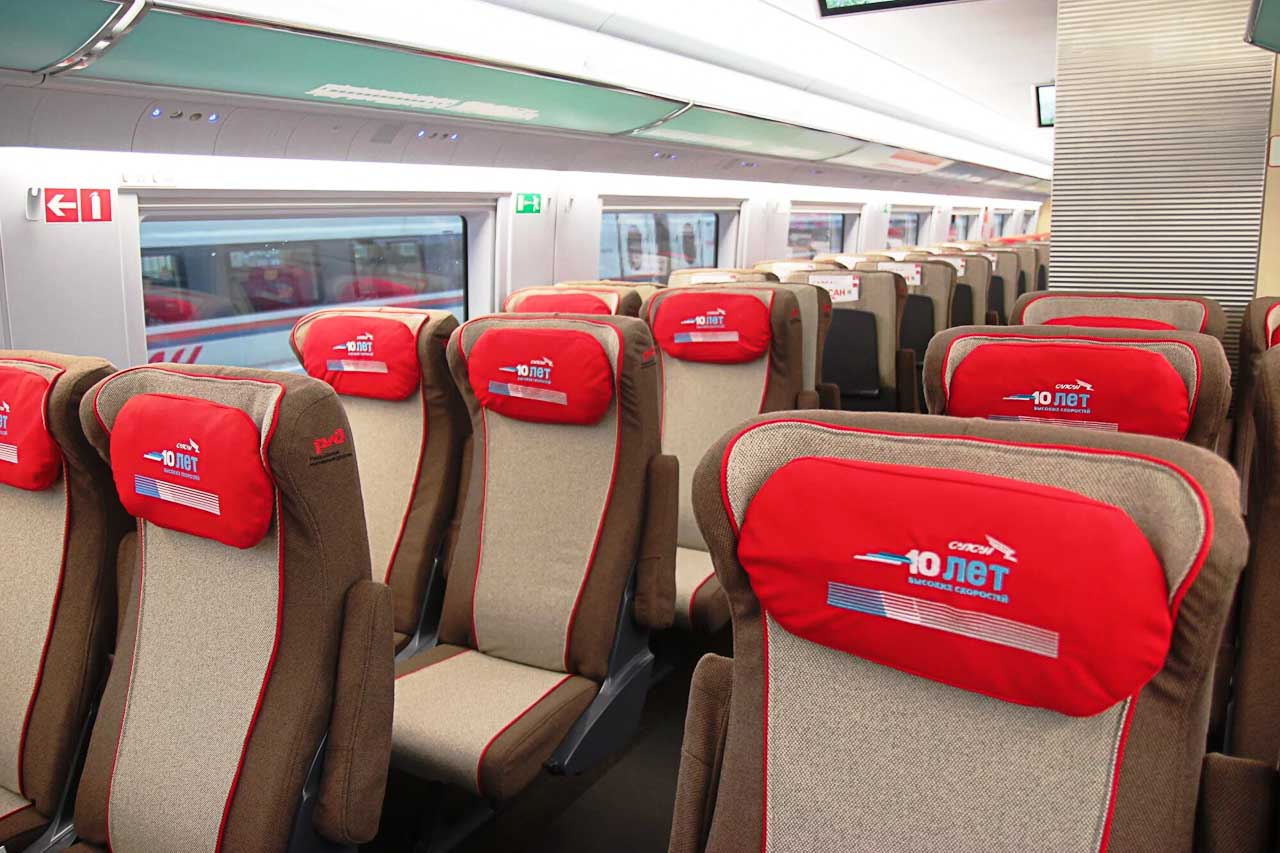 Пассажирский салон нового поезда "Сапсан" 2020 года
