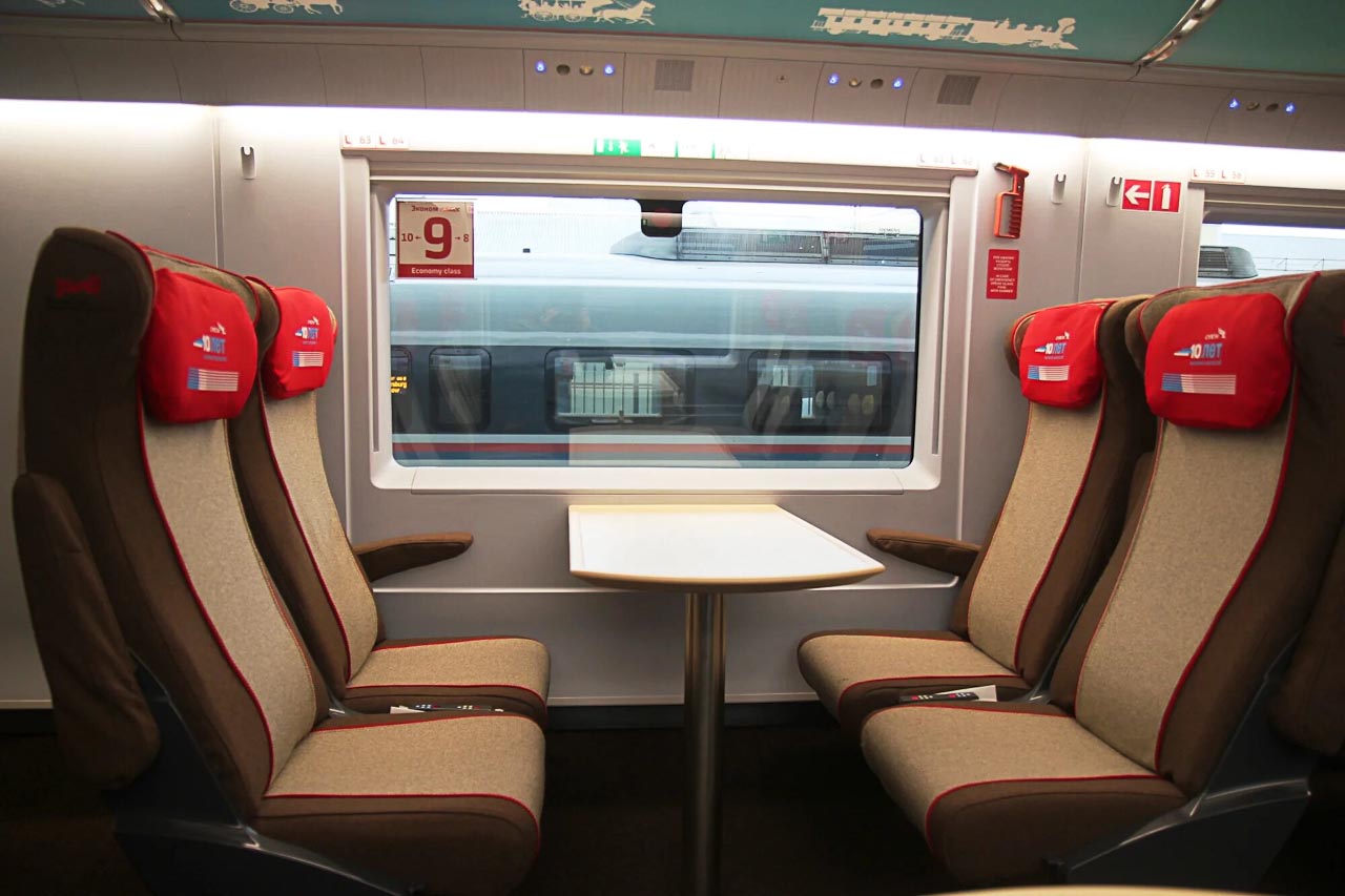 Пассажирские кресла в нового поезда "Сапсан" 2019 года