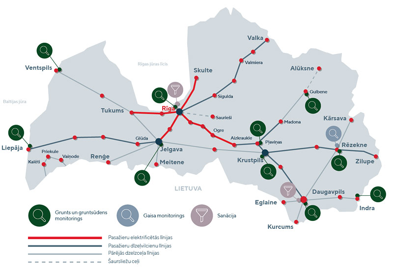 Карта железных дорог Латвии