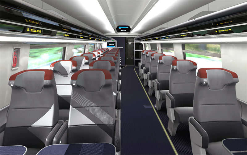 Первый класс в поезде Acela Express - дизайн 2021 года